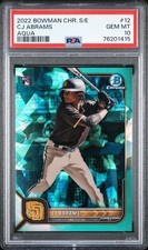 2022 Bowman Chrome Sapphire Edition C.J. Abrams #12 Aqua /99 RC Rookie PSA 10
