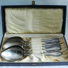 GERMAN Box with Silver Plate Soup Spoons-LAH Hamburg America Line