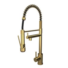 Grande Flexi Kitchen Sink Mixer Tap | Hand Spray | Brushed Brass | Modern Swivel