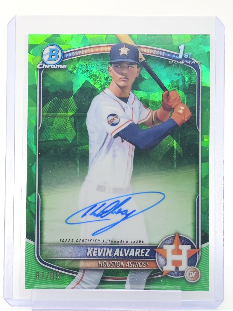 KEVIN ALVAREZ 2025 BOWMAN CHROME 1ST SAPPHIRE GREEN AUTO /99 Q4870