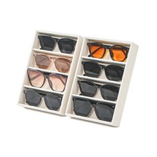 Byken 2 Pcs Sunglasses Organizer,4 Grid Eyeglass Jewelry Storage Tray for Dra...