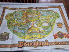 Rare Vintage 1982 Disneyland Illustrated Wall Map Poster 45x30" Retired Rides