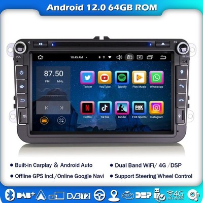 Android 12 DSP DAB+Autoradio GPS CarPlay 8'' Für VW Passat Golf 5 Polo Tiguan EOS