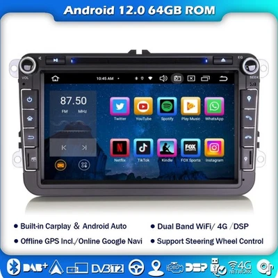 Android 12 DSP DAB+Autoradio GPS CarPlay 8" Für VW Passat Golf 5 Polo Tiguan EOS - Bild 1 von 4