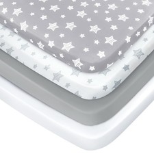 Pack and Play Sheets, 4 Pack Mini Crib Sheets, Stretchy Pack n Play Playard F...
