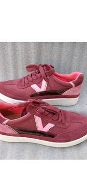 Vionic Mylie Suede Leather Damen Low Top Sneaker Burgundy Größe UK 5,5 EU 38,5