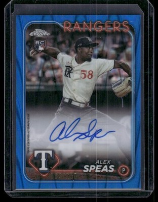 2024 Topps Chrome Alex Speas Rookie Auto Blue Refractor /150 #RA-ASP Rangers RC