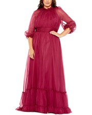 Mac Duggal Plus Puff Sleeve Tiered A-Line Dress Women's  16W