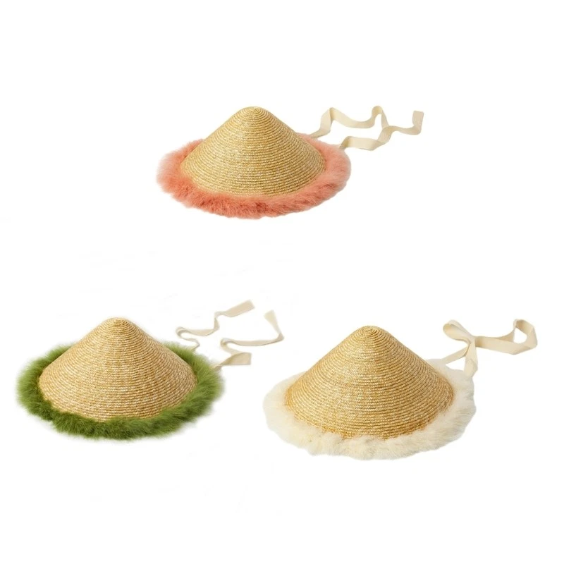Summer Spring Cone Hat for Woman Traditional Sun Hat Lightweight Straw Hat