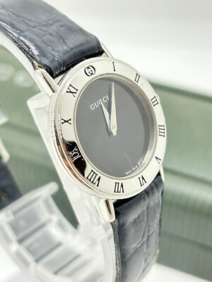 Exc+5 w/Box ] Gucci Watch 3000L 24mm Women's Silver X Black Used