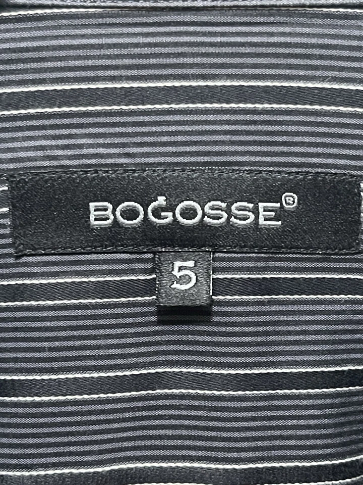 Bogosse Button Up Dress Shirt Men's XL Size 5 Stripes Black Gray 100% Cotton - Image 4 of 4