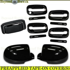 2000-2006 Suburban Tahoe Yukon GLOSS BLACK 4 Door Handle COVERS+Mirrors+Tailgate