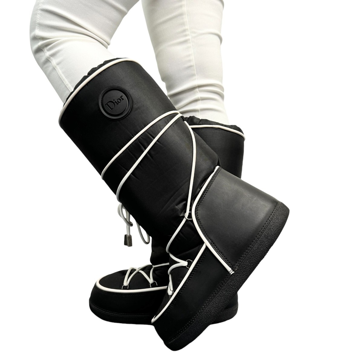 Christian Dior Vintage Logo Lace-up Snow Boots #41-43 US 12
