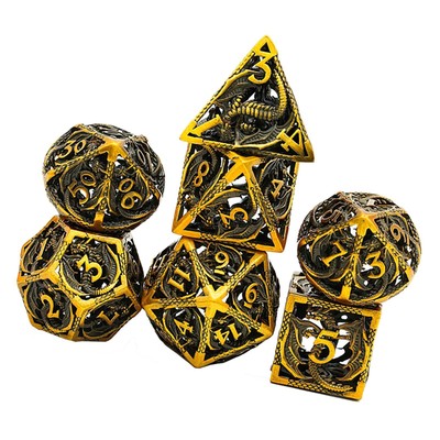 Dolity Metal DND Dice Set 7-Die Polyhedral RPG Dice for D&D Role Playing Game