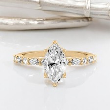 Anello di Fidanzamento in Oro Giallo 18k 1,40 Ct IGI Diamante Coltivato in La...