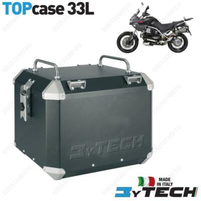 BLACK ALUMINIUM TOP CASE MYTECH 33 LT FOR MOTO GUZZI 1200 STELVIO NTX  2009-2014