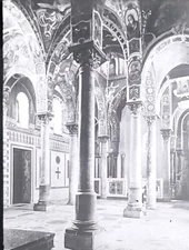 Aisle of La Martorana, Palermo, Sicily,  Italy, Magic Lantern Glass Slide