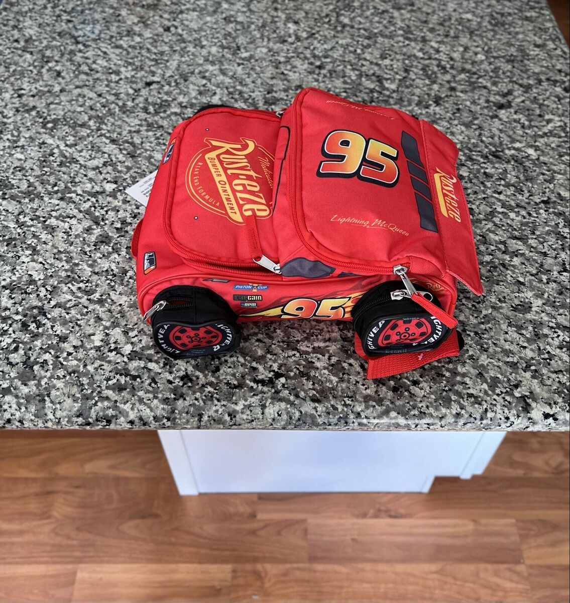 Disney Pixar Lightning McQueen Rust-eze Backpack Red Kids Race Car