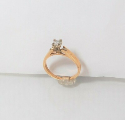 (I-6910-292) Ladies 14k Duo Gold Solitaire Ring