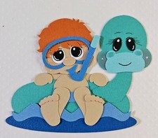 Dino Floatie Boy Red Hair. Scrapbook, Card Making Paper Piecing