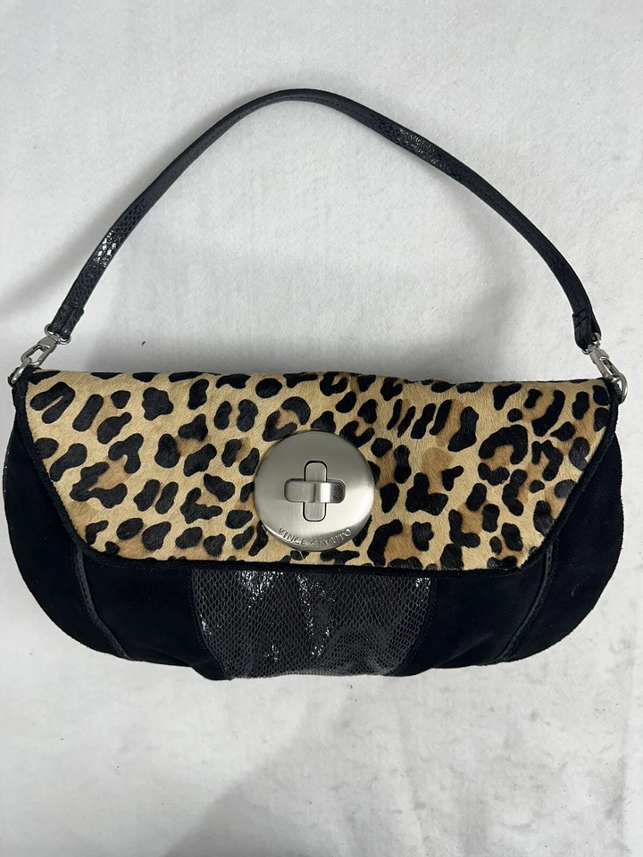 Bolsa de ombro/embreagem vintage Vince Camuto cabelo camurça e pônei - Rara - Imagem 3 de 4