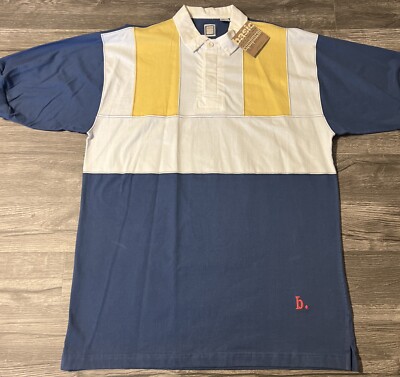 Vintage 90s Basic Equipment Short Sleeve Polo, XL, Blue/Yellow/White New W/Tags