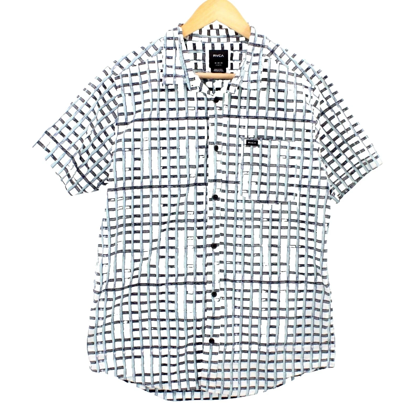 RVCA Short Sleeve Slim Casual Button-Down Shirts for Men