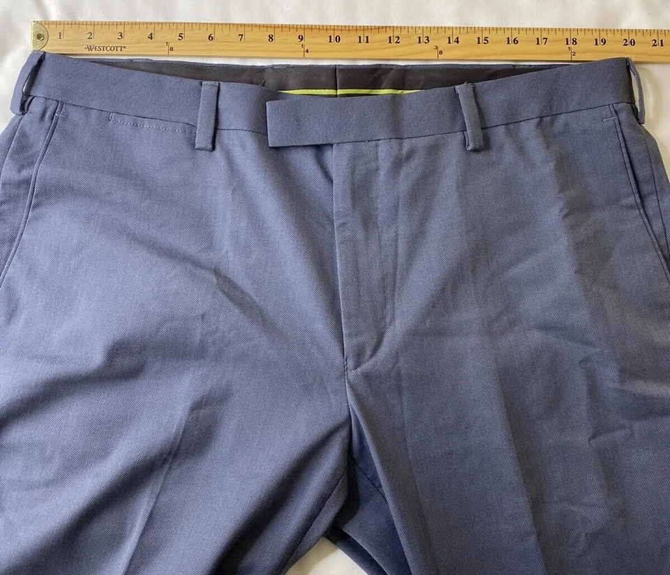 Louis Raphael Luxe Mens Dress Pant Blue Wool Flat Front 40 X 32 - Image 3 of 4