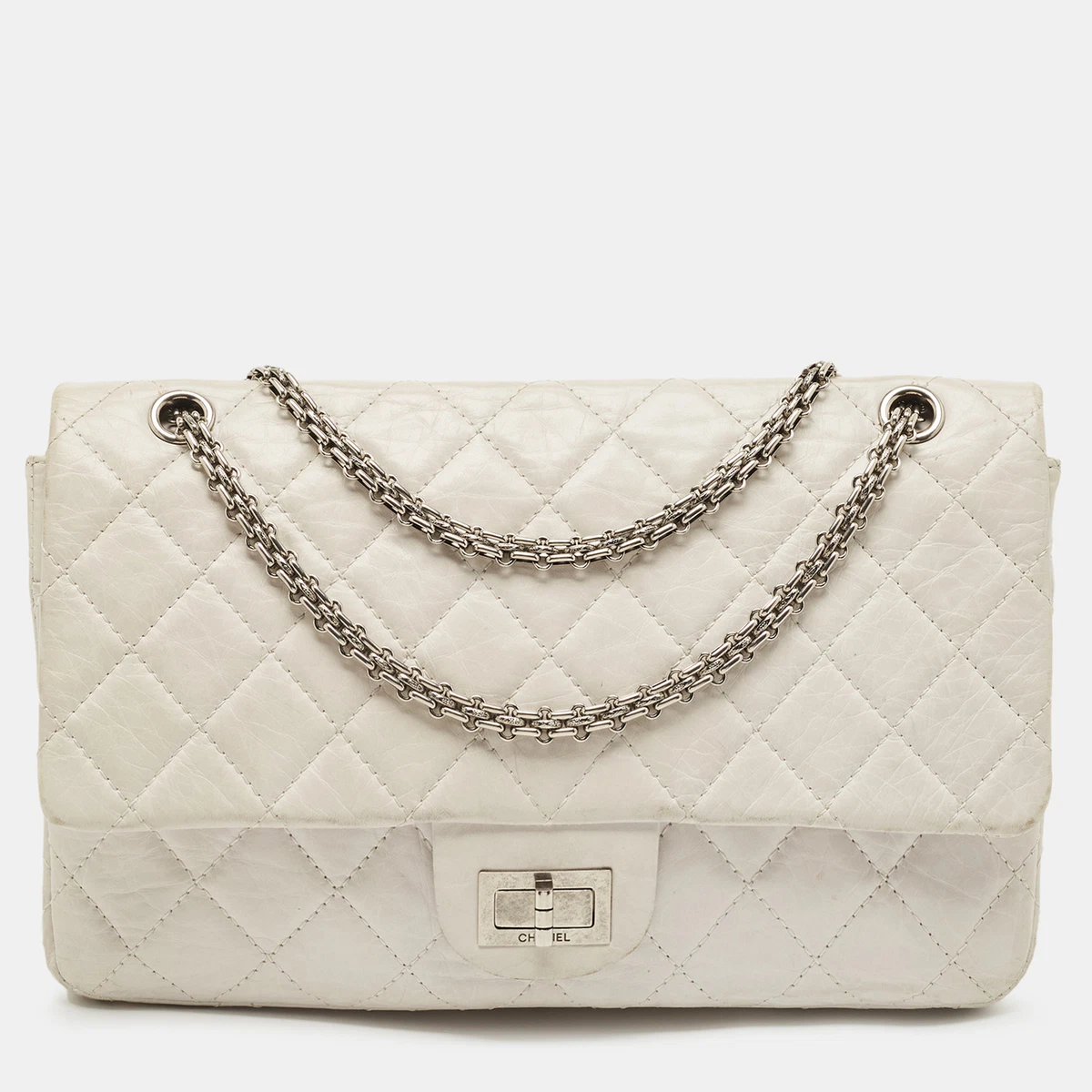 Chanel 2.55 Reissue 227 Double Flap Bag - White Shoulder Bags