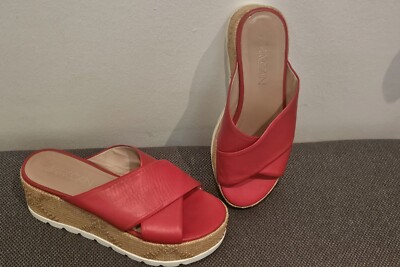Marc Cain Lederwedges, rot, Gr. 37, neuwertig