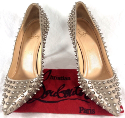 CHRISTIAN LOUBOUTIN Light Metallic Bronze Follies Spikes Heeled