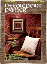 1976 Leisure Arts Needlepoint Primer 74 Pattern Book 12 Stitches Vintage 16014
