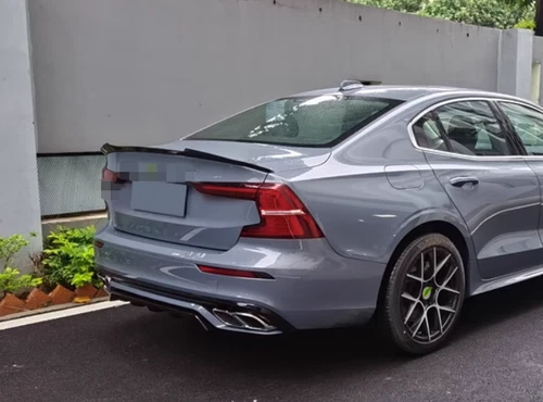 For Volvo S60 2019-2024-2022 ABS Glossy Black Rear Spoiler Tail Trunk Lip Wing H - Picture 4 of 10