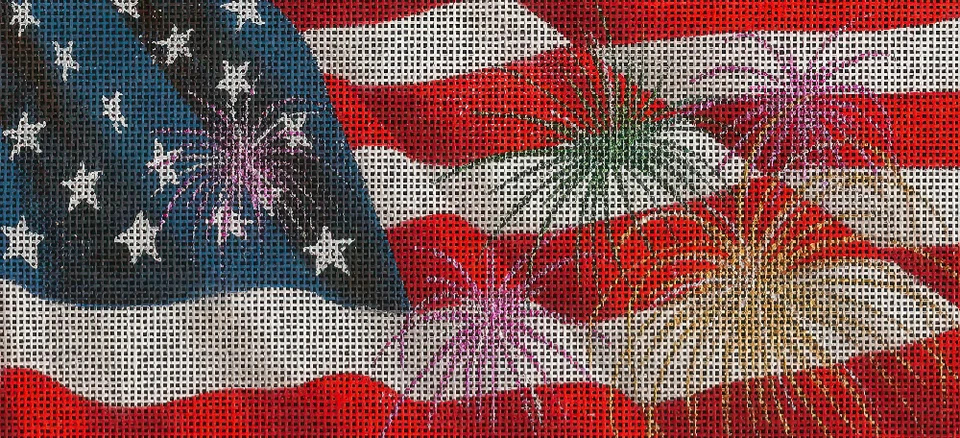 Lienzo Leigh BB pintado a mano Needlepoint Día de la Independencia 6 x 2,75" Foto 3 de 4