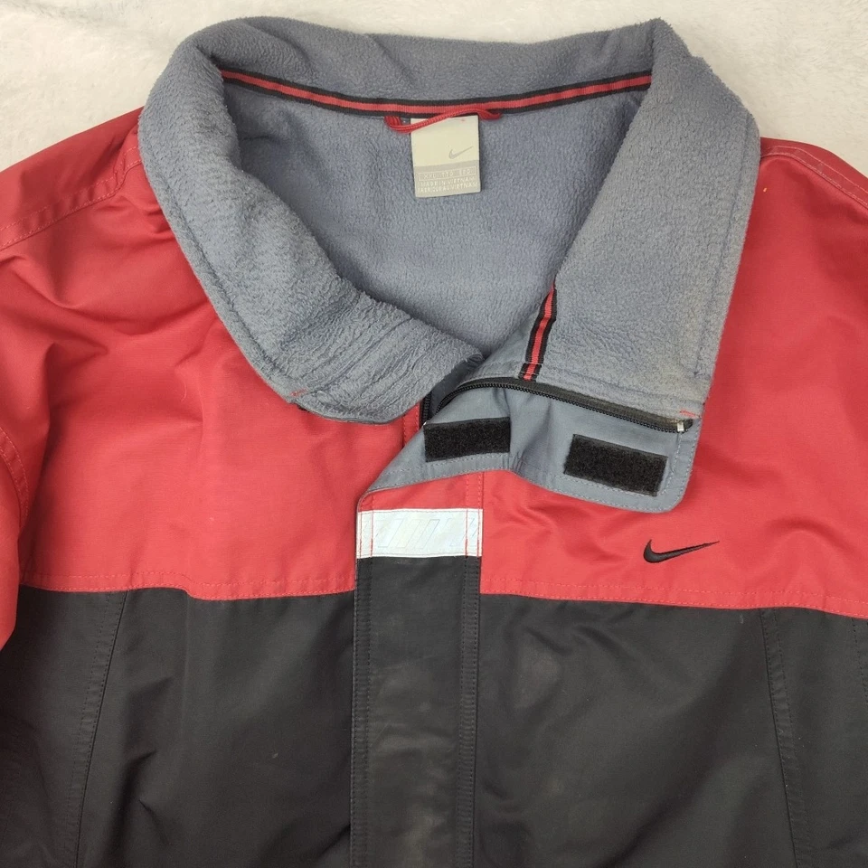 Vintage Nike Jacket Mens 2XL XXL Black Red Fleece Lined 90s Y2K Center Swoosh - Image 2 of 4