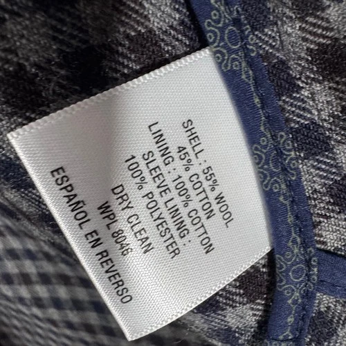Tasso Elba Blazer Men Gray Plaid Two Button Wool Blend Sport Coat Size XL image 6