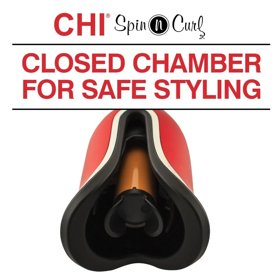 CHI Spin N Curl, Curling Iron For Healthy & 1 Count (Pack of 1), Ruby Red  - Image 3 of 4
