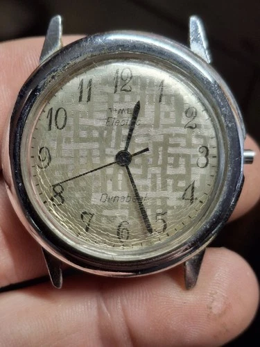 Timex Electric Dynabeat Silver Tone Mens Vintage 1970s Watch Retro Classic