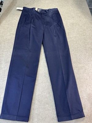CHAPS Size 38x36 Double Pleated Dress Pants Cuffed Mens Blue NWT