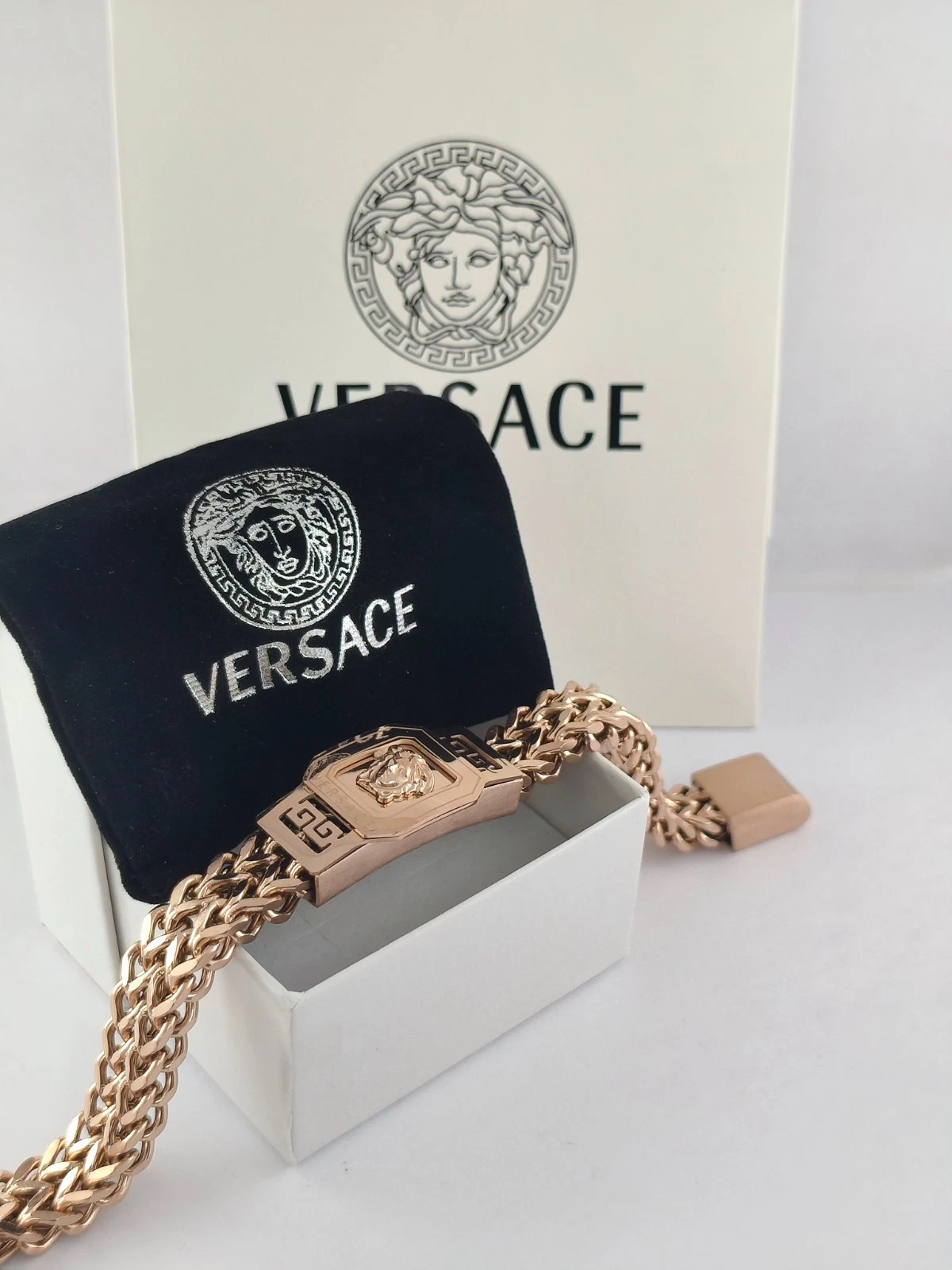 Bracciale Uomo Lusso Versace Acciaio Inox con Scatola Spedizione Gratuita
