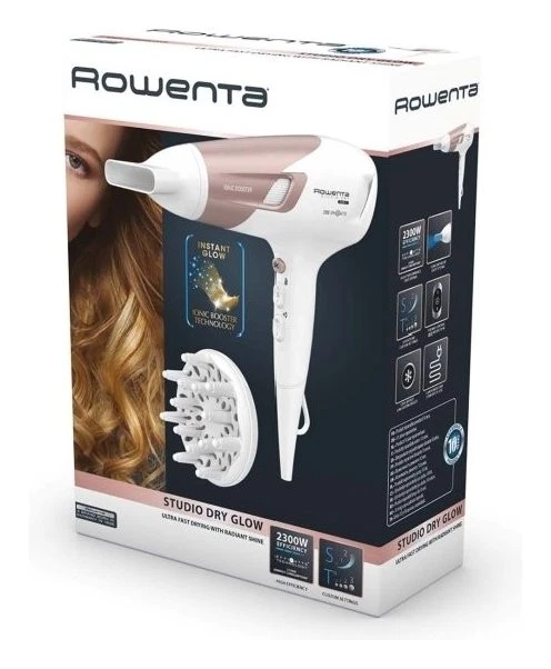 Rowenta Phon STUDIO DRY GLOW Bianco e Bronzo CV5830 2100W - Immagine 2 di 4