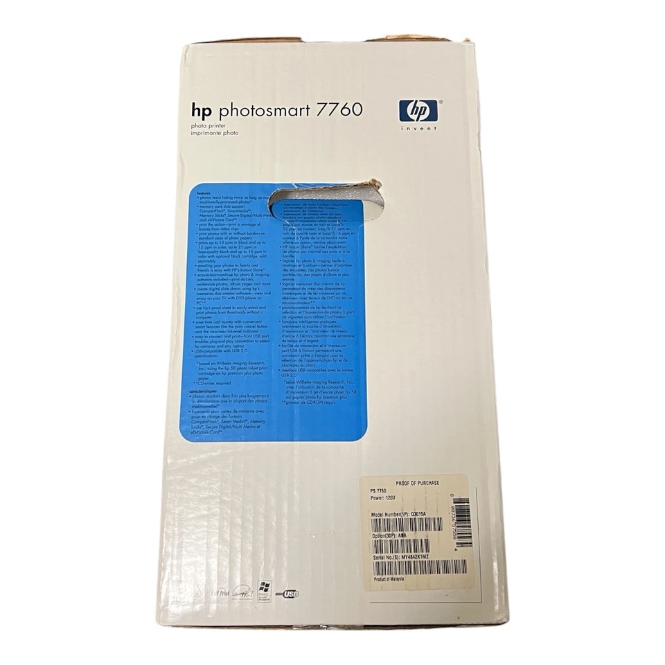HP Photosmart 7760 Digital Photo Inkjet Printer Brand New Sealed Old Stock - Image 4 of 4