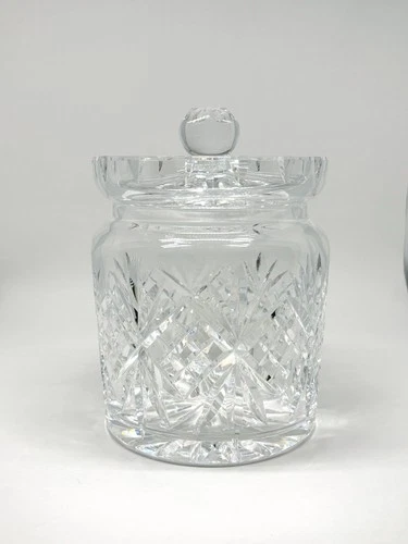 Vintage 1990s Signed Waterford Crystal Lismore Biscuit Barrel Jar