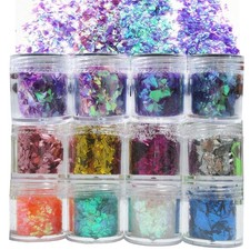 12 Colors Iridescent Chunky Glitter Flakes Kit Irregular Mermaid