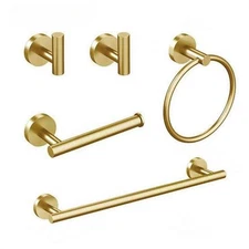 Bathroom Hardware Set Accessories Gold Shelf Robe Hook Hanger Towel Rail BarRack