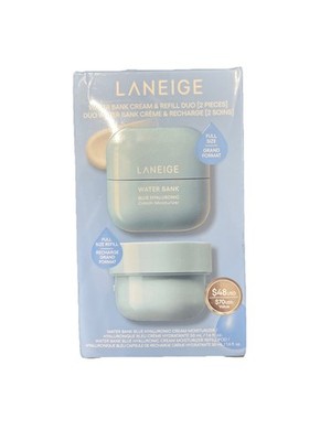 LANEIGE Water Bank Cream & Refill Duo Blue Hyaluronic Cream Moisturizer- 50mL Ea