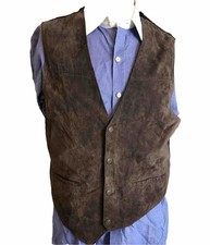 Scully Vest Mens Large Brown Suede Snap Front Lined Western Cowboy Workwear