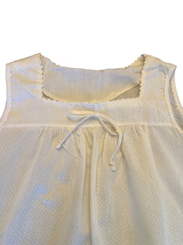 Vintage 70s White Dotted Swiss S Maternity Sleeveles Top Tie Neck Detail Texture - Picture 3 of 4