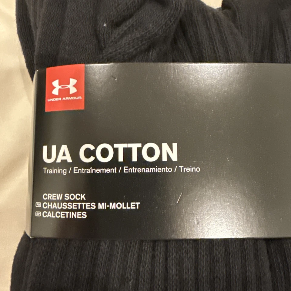Paquete de 6 pares de calcetines UNDER ARMOUR para hombre NEGROS talla grande 8-12 de algodón Foto 4 de 4