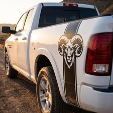 Bighorn Ram Head Truck Bed Decals For Dodge Ram Set Of 2 Side Bed Stripes